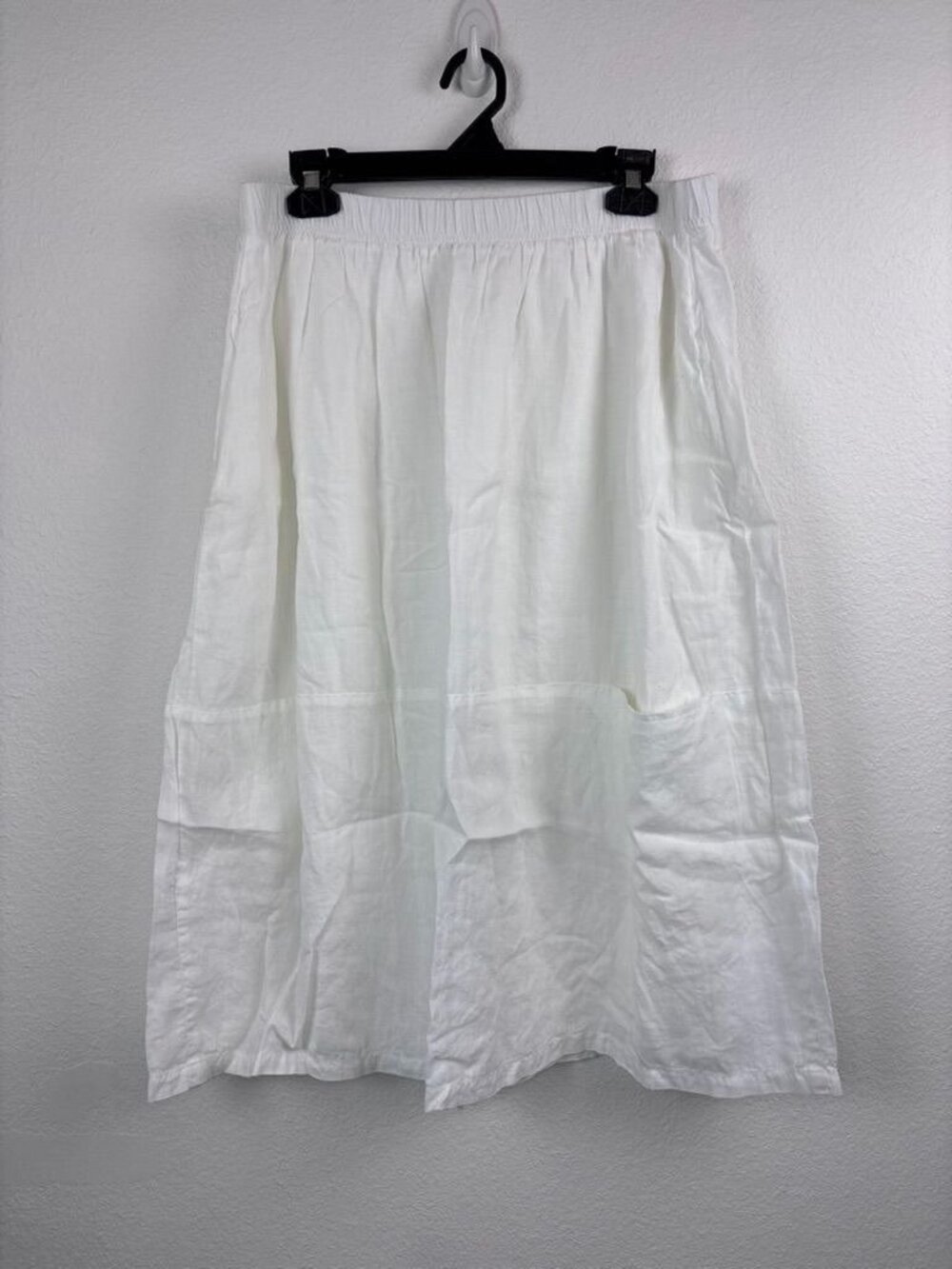 Eileen fisher women's large ivory organic linen midi skirt cottagecore coastal